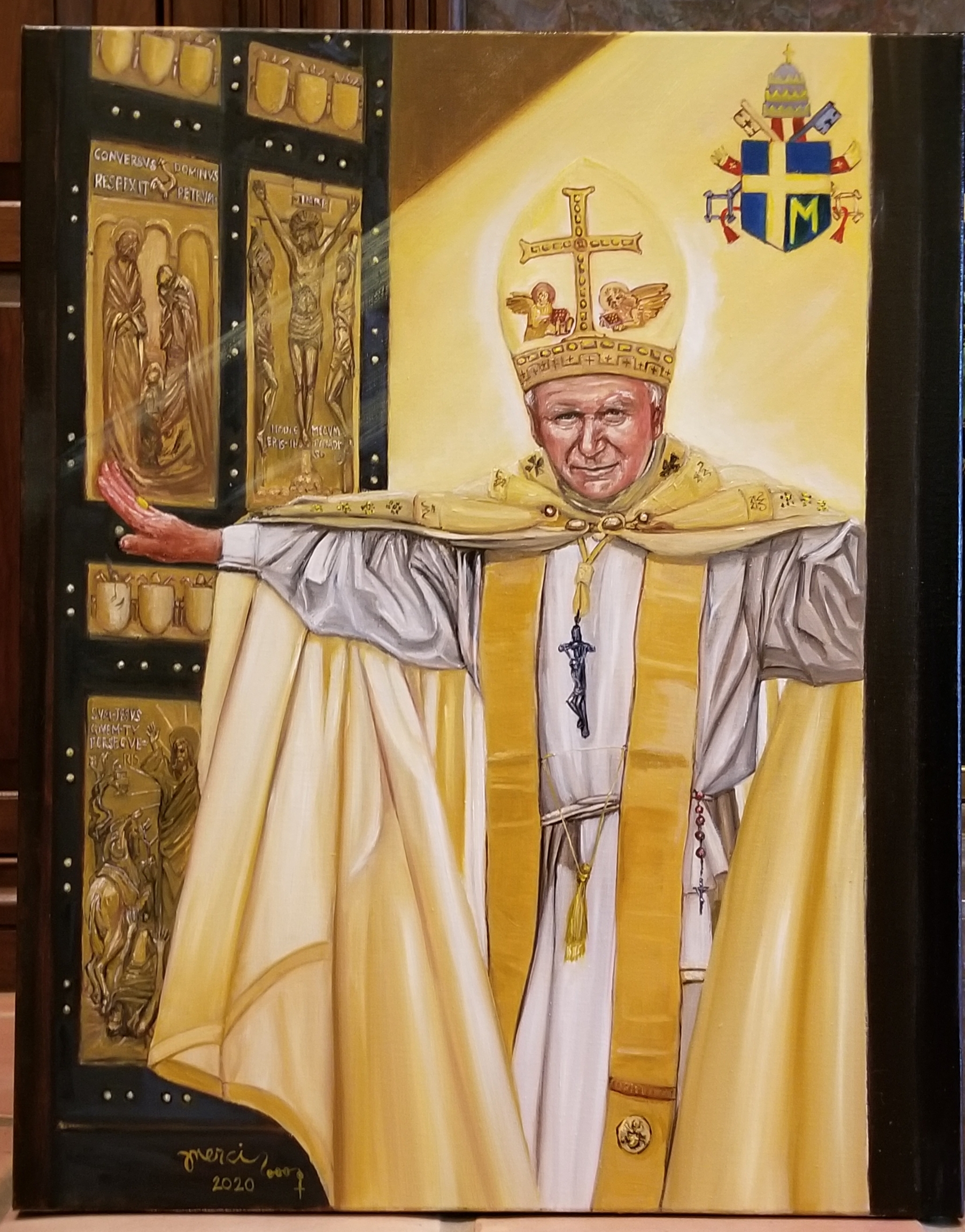 "Do Not Be Afraid - Open Wide the Doors to Christ." Portrait of Pope St. John Paul II