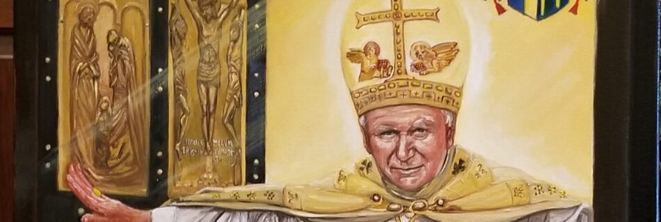 "Do Not Be Afraid - Open Wide the Doors to Christ." Portrait of Pope St. John Paul II